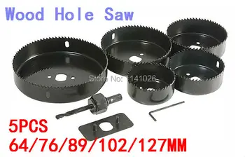 

Wood Hole Saw bit 5PCS (64/76/89/102/127MM),Woodworking Wood Plastic Cutting Hole Saw