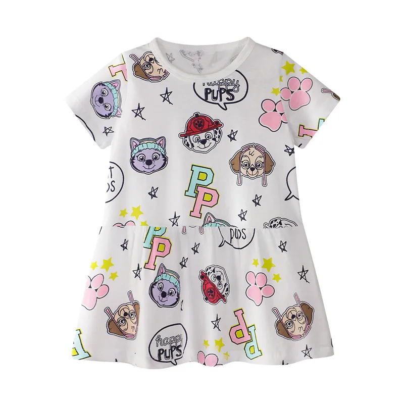 

18/24M-6T baby girls cartoon dresses with printed some cartoon characters hot selling baby girls short sleeve summer clothing