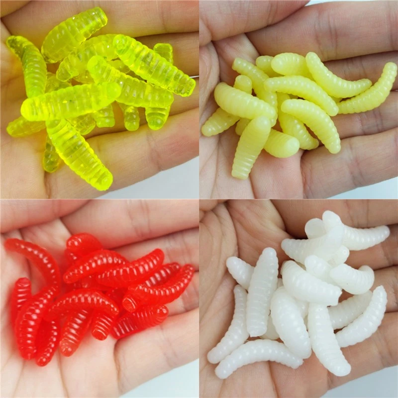 

10pcs Maggot Grub Soft Lure Baits minnows Smell Red Worm Shrimps Bread Insect fishing artificial bait fish feed bionic wholesale