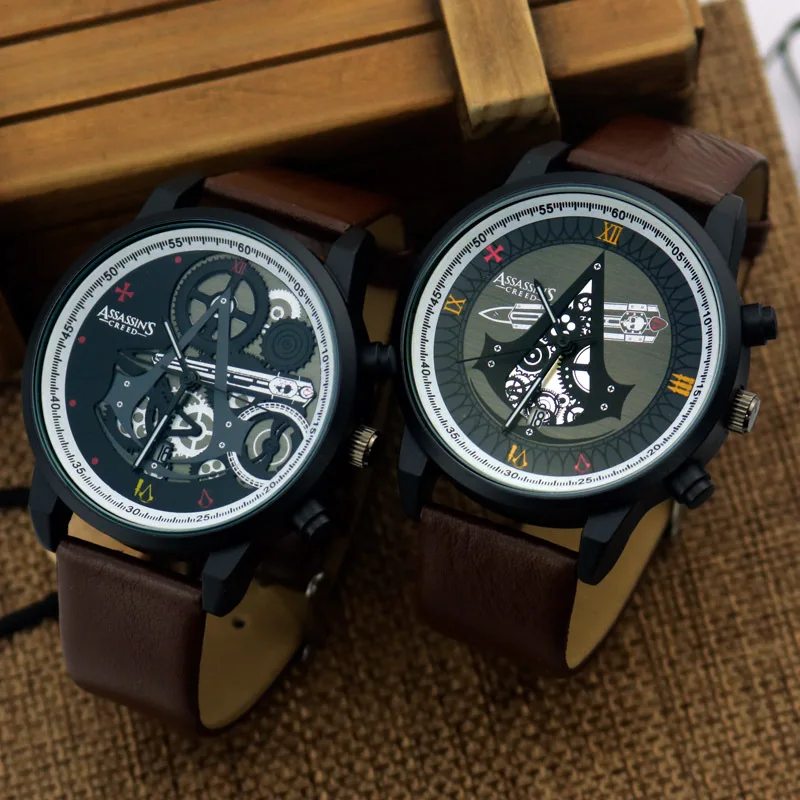 

Assassin's Creed Anime Watch Men Connor Hidden Blade Unique Personality Watches Around The Game Leather Waterproof Wristwatch