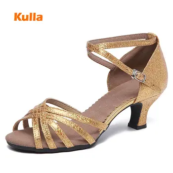 

Woman's High-quality PU Ballroom Latin Dance Shoes Ladies 4 Colors Glitter Tango Salsa Jazz Dance Shoes Soft Sole Girls Sandals