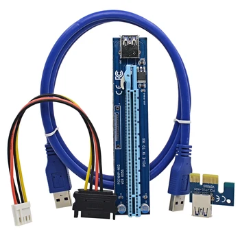 

CHIPAL 250PCS 1M PCIe PCI-E 1X to 16X Riser Card Extender + USB3.0 Data Cable / SATA to 4Pin Power Wire for Bitcoin Mining