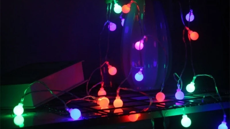 10 м Рождественские красочные огни полосы трубки мяч гирлянды лампы для дерева ваза праздничные светодиодные украшения вечерние Новый год