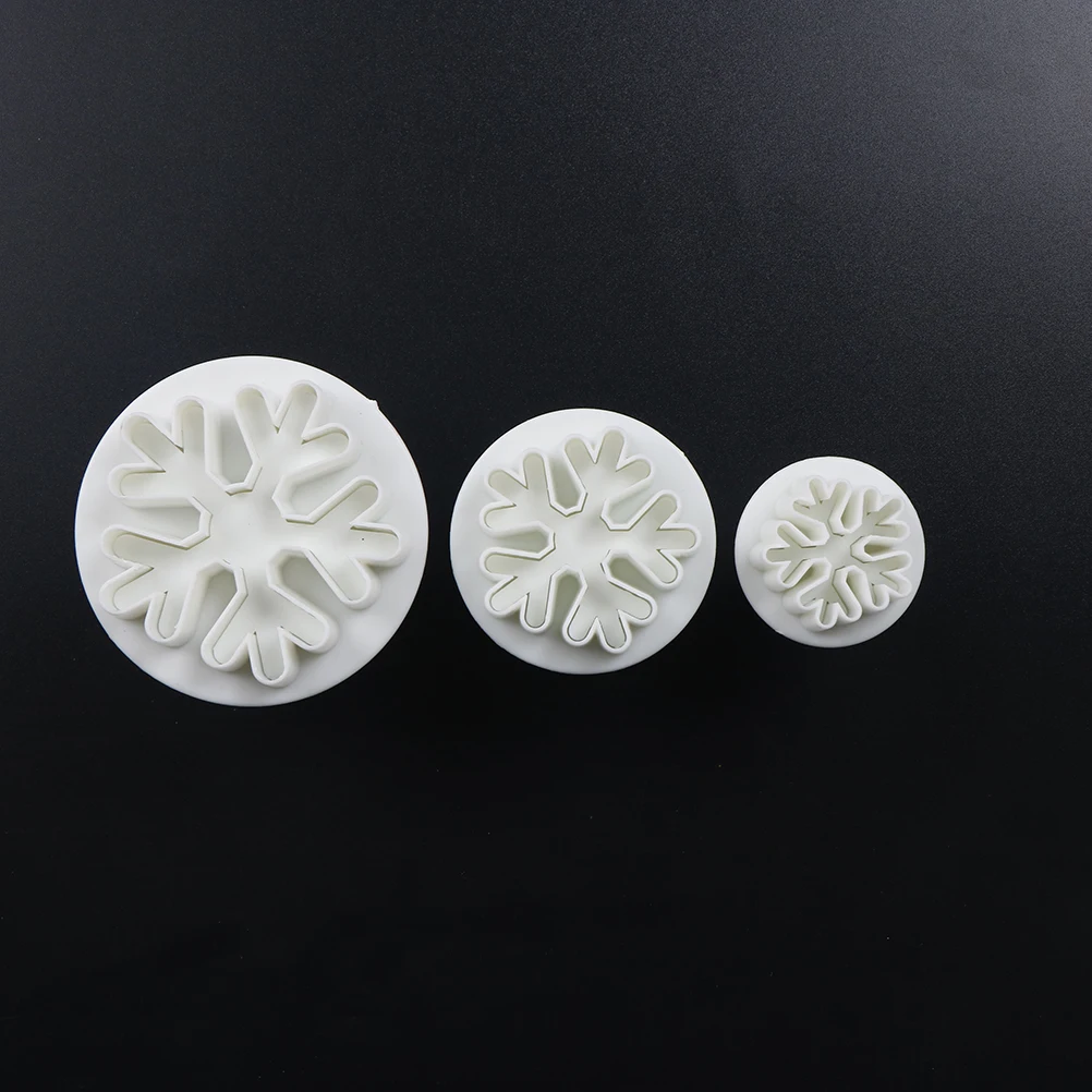 3Pcs Snowflake Plunger Cutter Mold Sugarcraft Fondant Cake ...