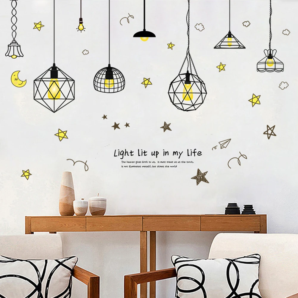 Hanging Lamp Wall Sticker Electric Light Vinyl Kitchen Dining Room Wall Stickers Decor Removable Decals Wallpaper Home Decor
