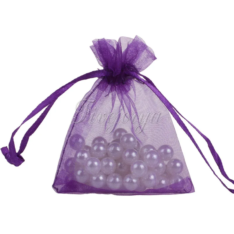 100 шт 10x15 см Прозрачные сумки из органзы, нарисованные украшения, Подарочный упаковочный пакет для конфет, сумка для Свадебные сувениры рождественские украшения - Цвет: Purple