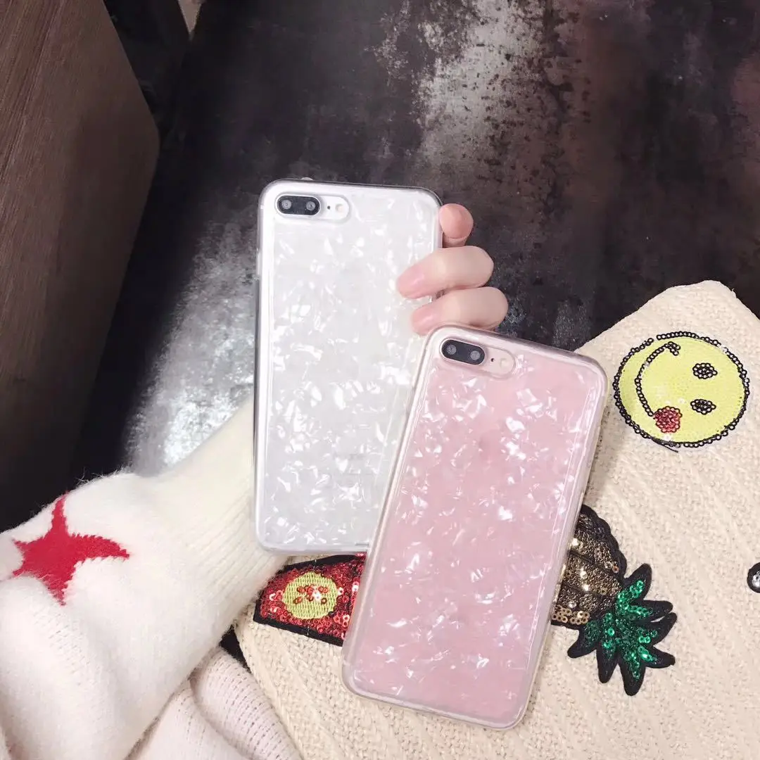 Conch Shell White Phone Case Luxury Shining High quality Plastic Back Cover For iphone 7 8 plus x Coque Capa |