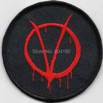 

3" V FOR VENDETTA Guy Fawkes Patch Halloween Cosplay Costume Crest Emblem Embroidered Iron On badge transfer retro applique