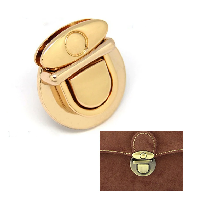 Metal Thumb Catch Purse Lock, 3cm x 3.5 cm Gold Purse Bag Lockin Bag