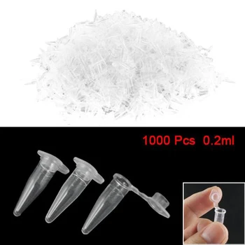 

Affordable 1000 Pcs 0.2ml Round Bottom Centrifuge Tubes w Attached Caps Clear White