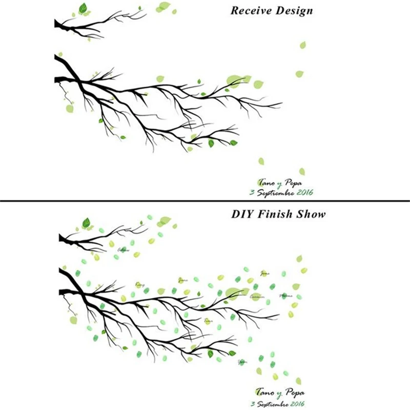 1 шт. Свадебные украшения DIY отпечатки пальцев, дерево, подпись холст принт ветвей для свадьбы/дня рождения/Baby Shower вечерние поставки