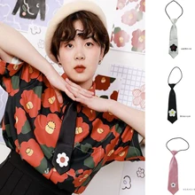 Черная, розовая, белая атласная Маргаритка из шелка с цветочным принтом, галстук для шеи, корейский японский стиль Лолита, студенческий косплей, Kawaii, милые модные женские и мужские