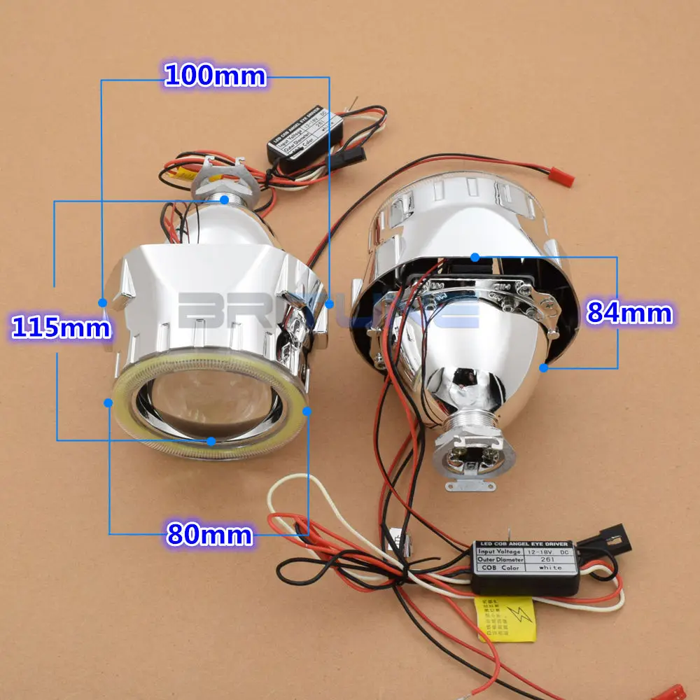 US $90.28 Bixenon Projector Angel Devil Eyes Lens Full Kit 25 inch H7 H4 Headlight Car Lights Accessory Tuning H1 Xenon 4300K 6000K 8000K