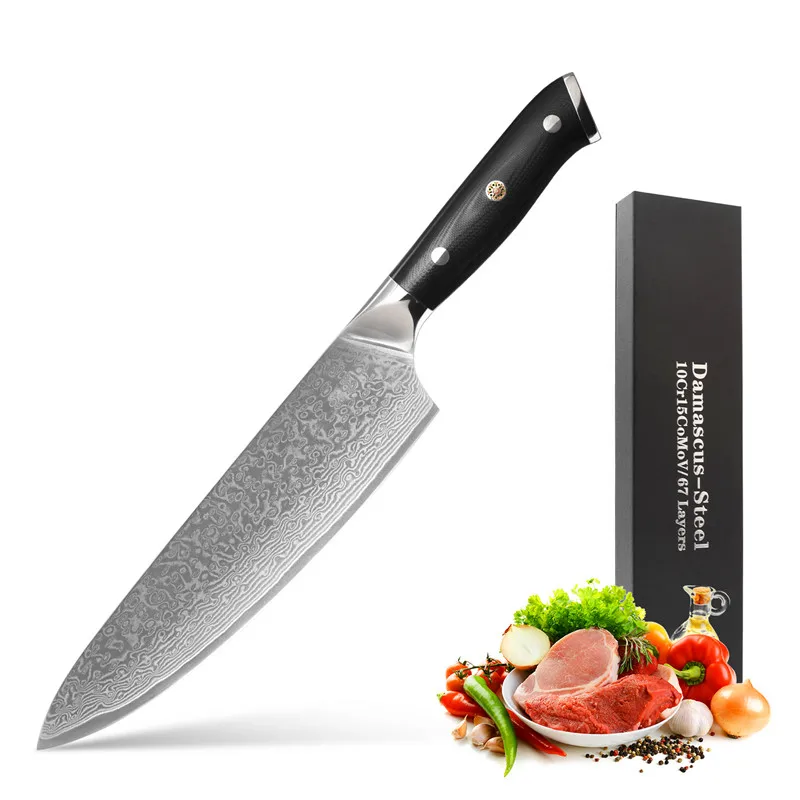 

Amazon for Damascus Steel 8-inch Chef Knife Non-slip G10 Handle Design Chopper Knife Cutlery Knife