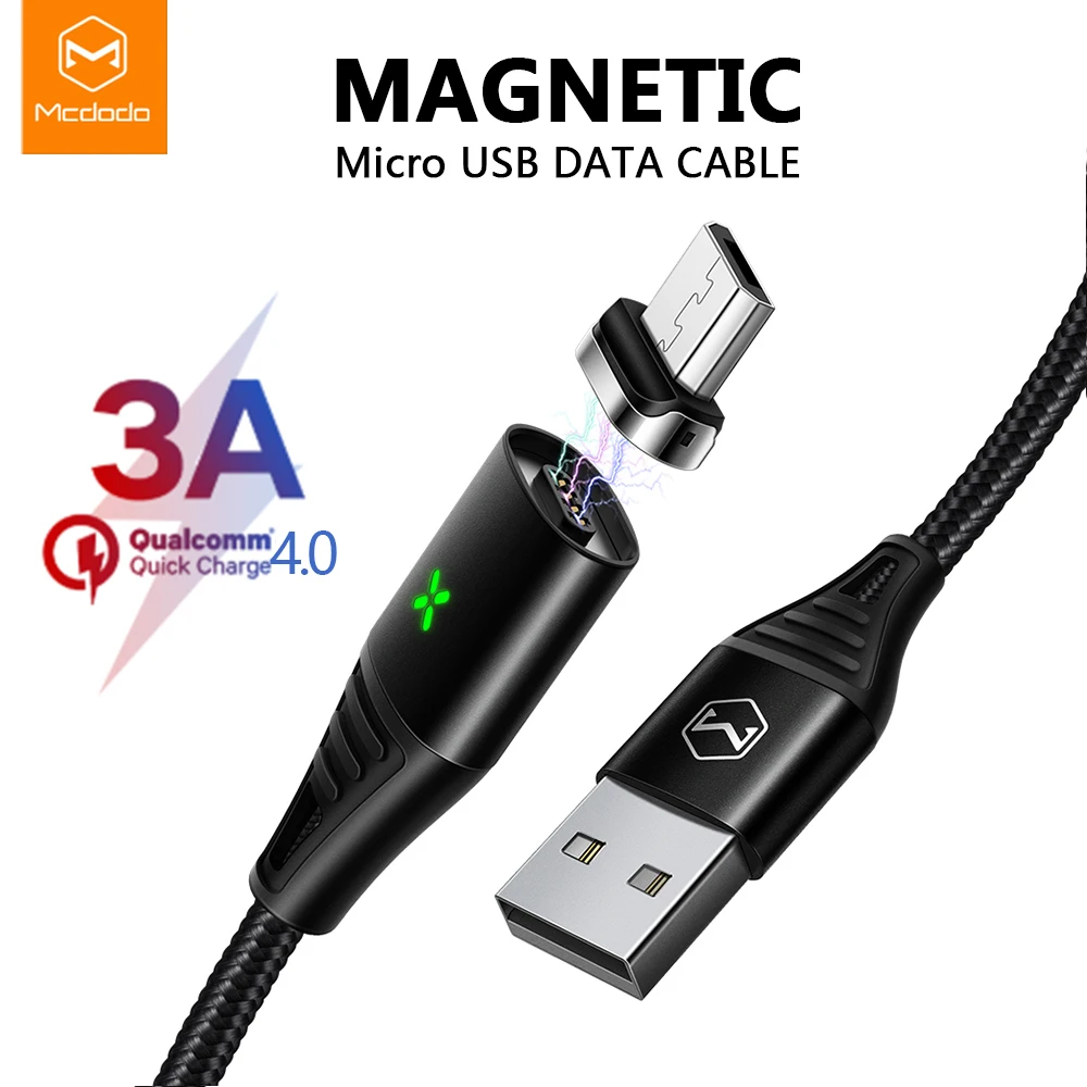 

Mcdodo Micro Magnetic USB Cable 3A Fast Charging QC 4.0 for Samsung S7 Xiaomi Redmi Note 5 Pro Tablet Android Phone Charger Cord