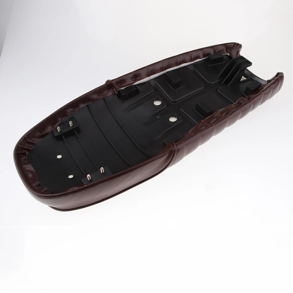 Brown Motorbike Frame Flat Seat Vintage Saddle Cafe Racer Cushion Seat for Universal New Flat Brat Seat Vintage Cushion