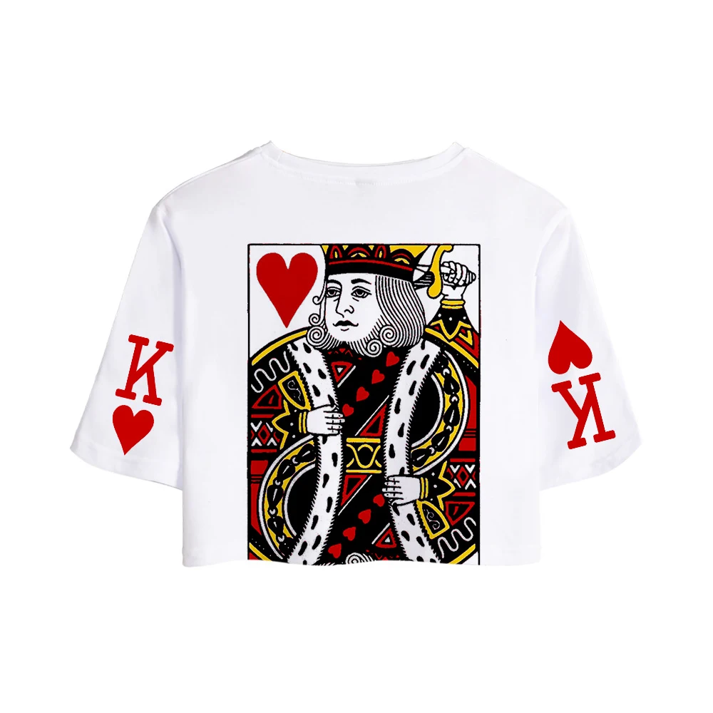 Kpop Poker 3D Jack queen King женский открытый пупок верхняя Футболка Harajuku T Shein летние мягкие