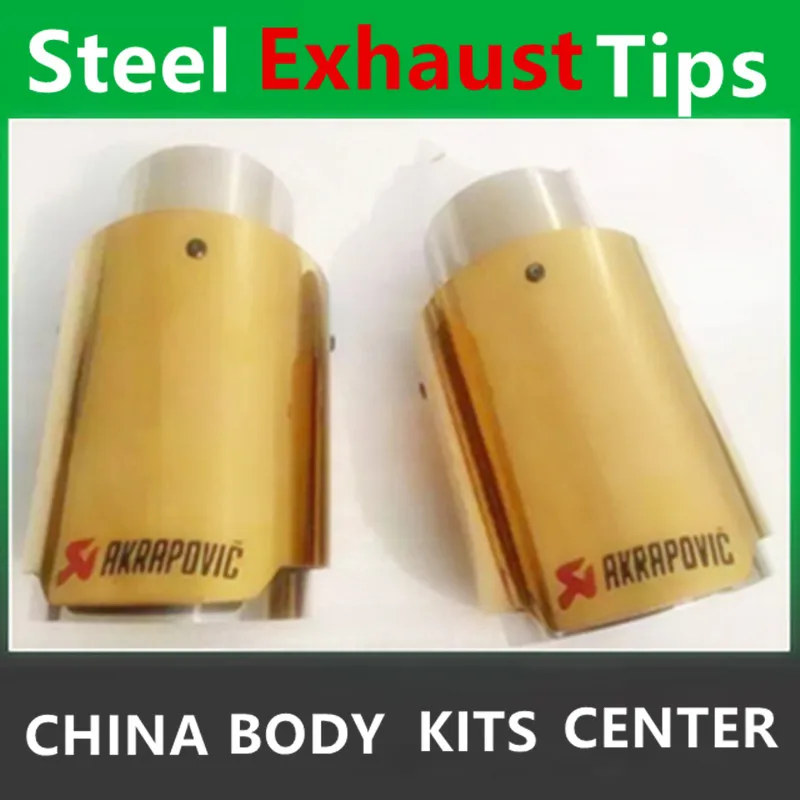 

Free Shipping: 2 pcs Outlet: 89mm Inlet: 63mm Golden Akrapovic exhaust tip Universal Exhaust Muffler Pipe