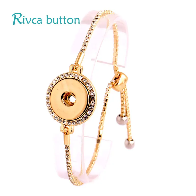 

Rivca Snaps Bracelet Jewelry 18mm Metal Snaps Slide Adjustable Charms Bracelet For Women Snaps Bangle Jewelry Women Fashion