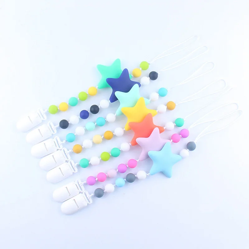 

Silicone Clip Baby Pacifier Clips Chain Infant Nipple Appease Soother Chain Clips Dummy Holder Baby Bite Molars Bead