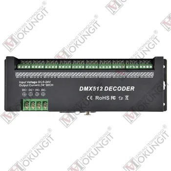 

Mokungit 30 Channel DMX Decoder DMX 512 Dimmer Driver DC9-24V for RGB led light Strip Module
