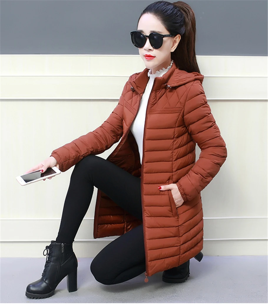 Осенне-зимняя женская куртка размера плюс 6XL с хлопковой подкладкой, приталенные парки с длинным рукавом и съемным капюшоном, верхняя одежда средней длины