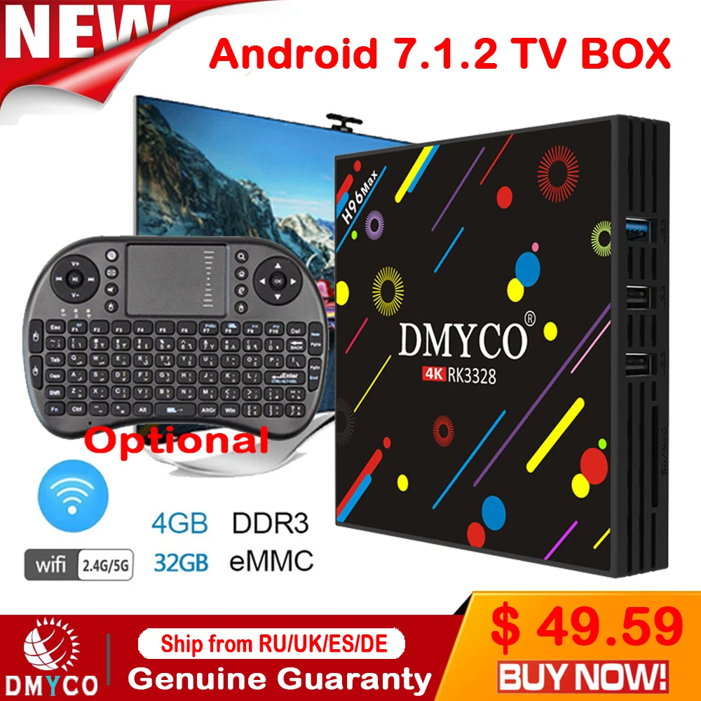 

H96 MAX H2 android tv box 4GB RAM 32GB ROM Android 7.1 Quad core 2.4G + 5G Dual Band WiFi BT 4.0 4K SMART TV BOX with keyboard