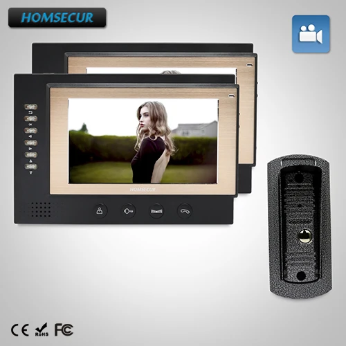 

HOMSECUR 7" Wired Video&Audio Smart Doorbell+Metal Case Camera for House/Flat: TC041 Camera + TM701R-B Monitor (Black)