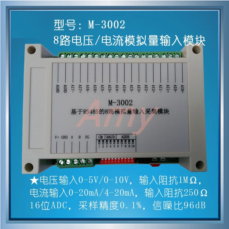 

M-3002 Modbus based 8 channel voltage / current analog input module high reliability