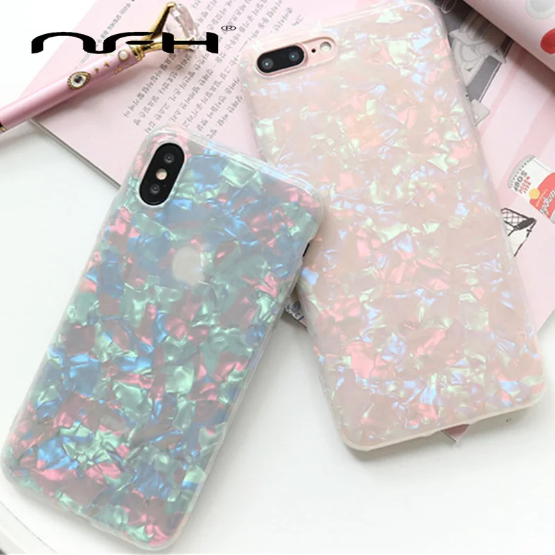 

NFH Cute Glitter Soft Silicone Case For iPhone X 6 8 6S 7 Fashion Pattern Slim Bumper Case For iPhone On 7 8 Plus TPU Back Cover