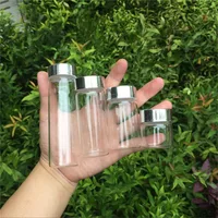 20ml 50ml 65ml 90ml Glass Storage Bottles with Silver Screw Cover Empty Sweets Vanilla Pill Food Perfume 6pcs 2