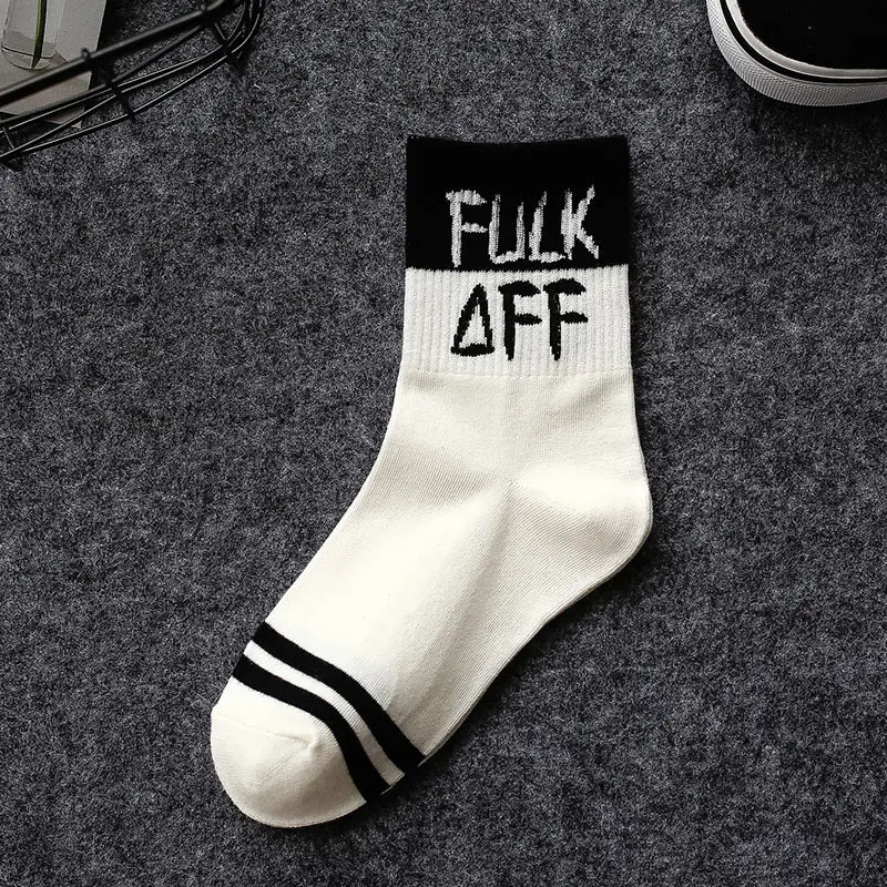 Unisex Harajuku Hip Hop Socks Woman Letter Printed Skateboard Socks Autumn Winter Streetwear Personality Funny Mid Tube Sock Men (2)