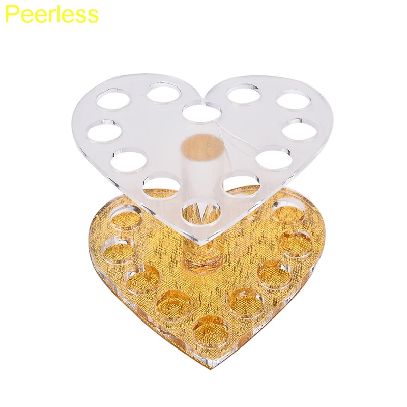 

Peerless 12 Holes Gold Sliver Hearte shape Pen Holders Desktop Pen Holder Brush Organizer Stand Display Stationery