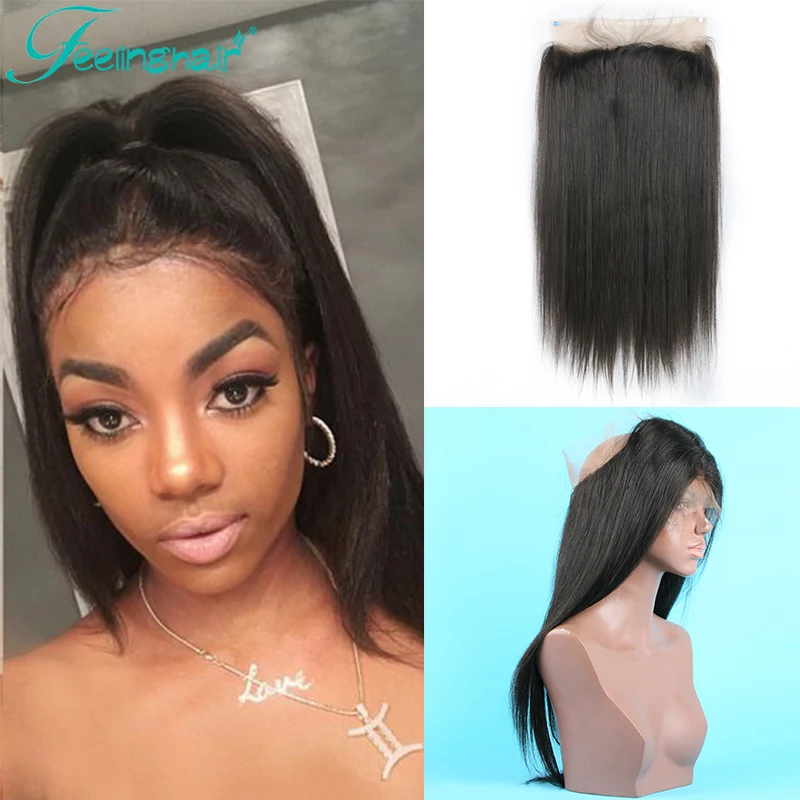 

Brazilian 360 Lace Frontal Closure 7A Lace Frontals With Baby Hair Piece 360 Lace Virgin Hair Straight Full Frontal Lace Closure