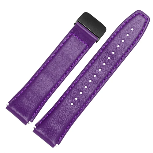 Soft calf leather strap striped watch band for HUAWEI B5 smart Bracelet replacement wrist strap - Цвет ремешка: Purple A