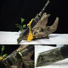 Ручная работа, антикварный китайский меч с коротким лезвием, Zhanma Dao, меч в сложенном виде из стали, черное дерево, ножны, украшение для дома