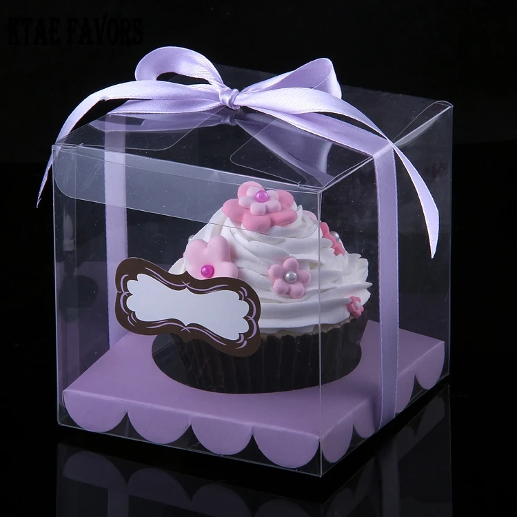 9*9*9 прозрачная коробка для кексов с наклейкой и вставкой Свадебная коробка для капкейков больше цветов 12 шт. PCB003 - Цвет: Sytle E Purple