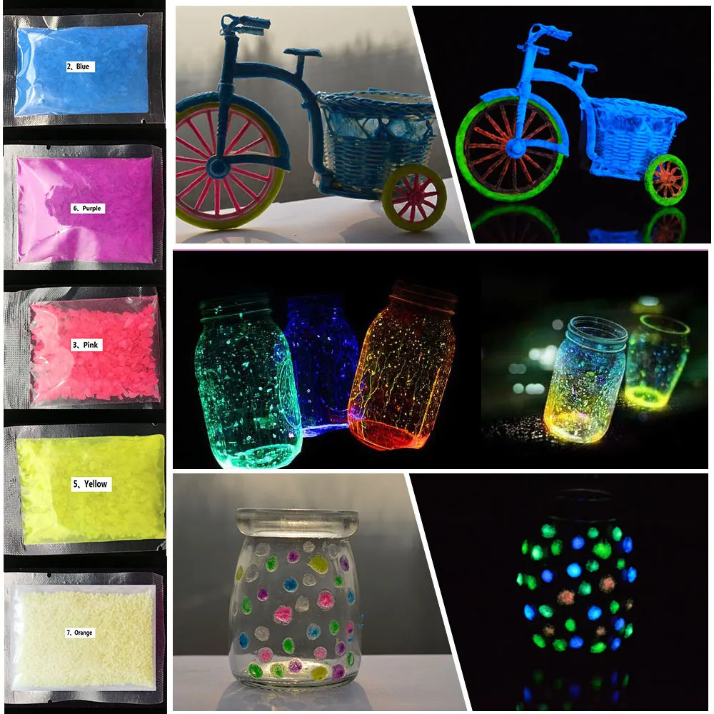 

10 Colorful ( 3Pcs ) Party DIY Fluorescent Super luminous Particles Glow Pigment Bright Glow Sand Glowing in the Dark Sand