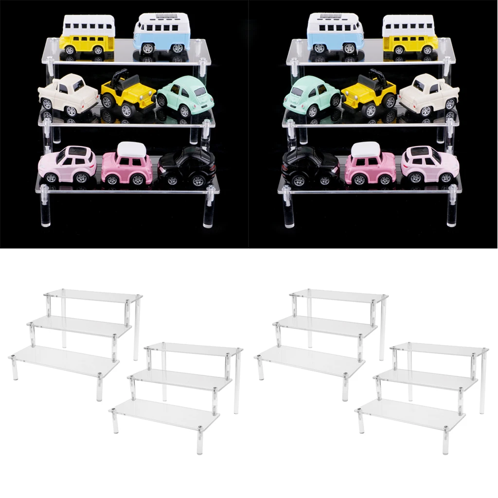 4pack Deluxe Acrylic Display Stand ,Removable Rack ,for Model Figures Perfume 3-Tier