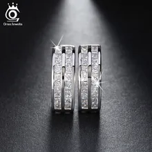ORSA JEWELS Luxury Cubic Zircon Earrings Small Hoop Paved 18 pieces Brilliant AAA Austrian CZ for Women Trendy Gift OME21