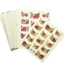 44 шт переводные наклейки для дизайна ногтей, Переводные цветы, французские кончики, Смешанные 44 дизайна, наклейки для дизайна ногтей, сделай сам, водяные знаки, косметические обертывания TRNJ003