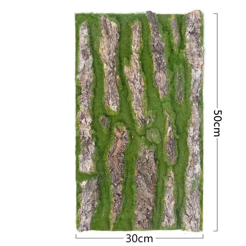 

30x50cm Real Dried Pine Tree Bark with Artificial Moss for Water Pipe pillar wrap tree skin fake plant flowers DIY Decoration