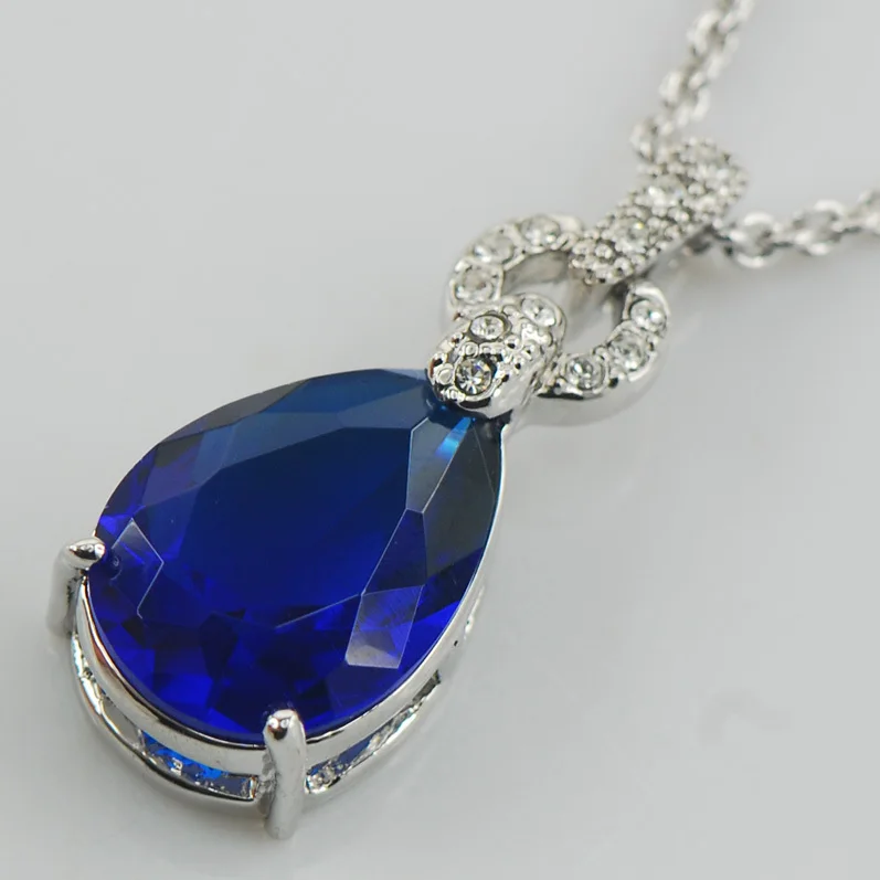 Blue Crystal Zircon White Crystal Zircon 925 Sterling Silver Fashion