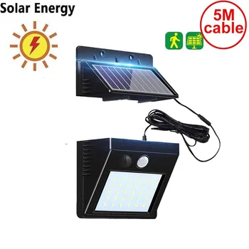 

30 leds solar light split panel bulb strips led lamp 3 working mode motion for wall patio lantern security emergency deck fence