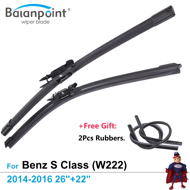 2pcs Wiper Blades + 2pcs Free Rubbers For Mercedesbenz S Class (w222