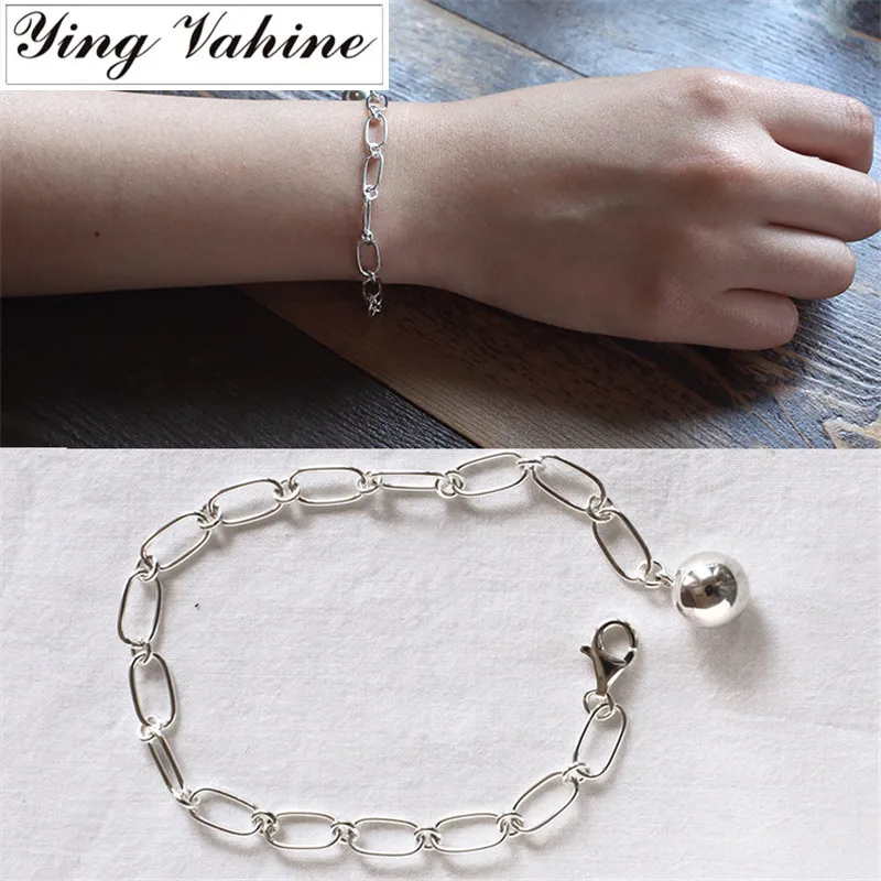 Ying Vahine новые ювелирные изделия из стерлингового серебра 925 пробы простая круглая дутая цепочка браслеты для женщин Подарки pulseras mujer