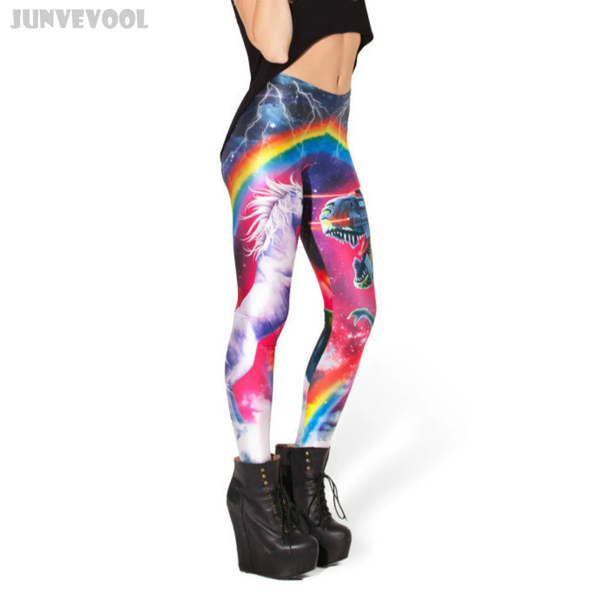 Lycra Leggings Classic Rainbow Unicorn Monster 3D Comic Print Pants Women Seamless Trousers Sexy