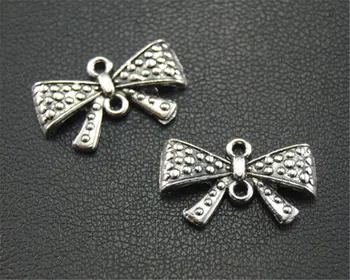 

45pcs Silver Color bowknot Bow Charm Pendant DIY Necklace Bracelet Bangle Findings 10x18mm A1704