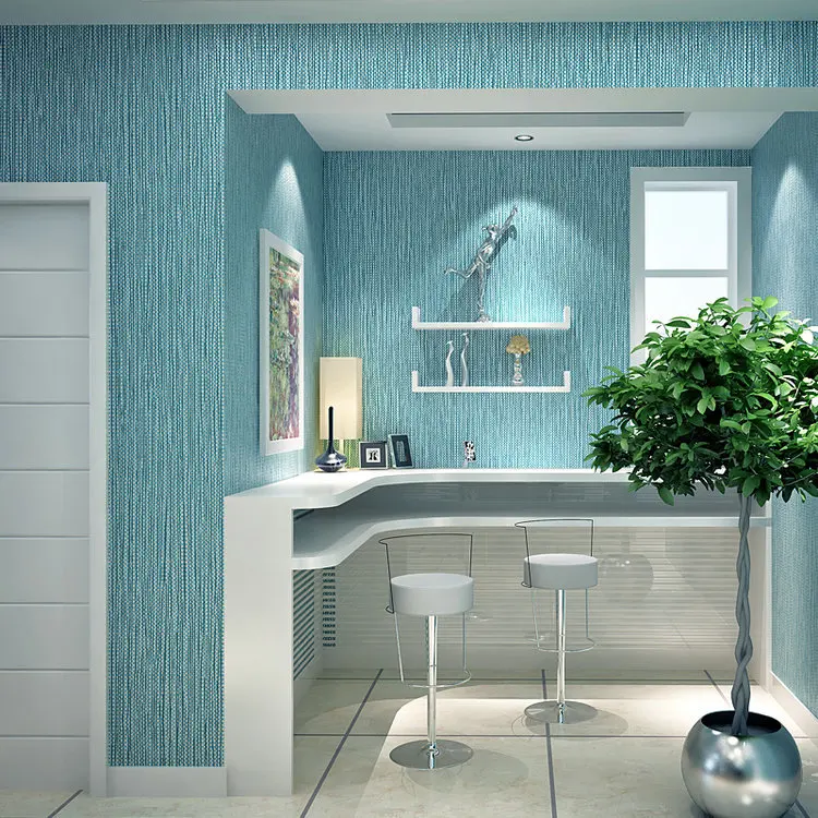 Средиземноморский стиль синие обои современный минималистичный чистый однотонный 3d Защита окружающей среды нетканый спальня гостиная