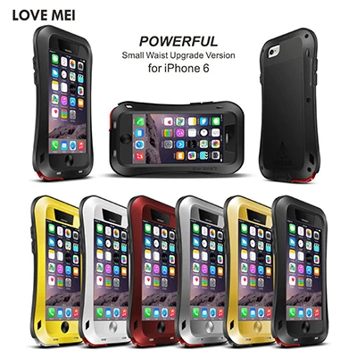 

Original LOVE MEI Life Waterproof Metal Case For iPhone 5 5S SE 6 6S Plus 6P 6Plus Cover Aluminum Cases With Tempered Glass